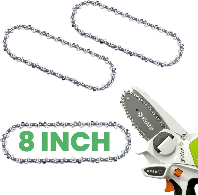 Byane 8 Inch Mini Cutter Chainsaw Chain, 2024 New Version, 8 Inch 3/8" LP Pitch, 050" Gauge, 33 Drive Links Fits Portland, Greenworks, Kobalt, Remington and More (3 Chains) - Image 1